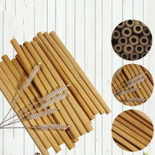 12 шт многоразовые трубочки бамбуковая Питьевая солома с чистящей щеткой и сумкой для хранения экологически чистые натуральные деревянные Соломы Бар аксессуары