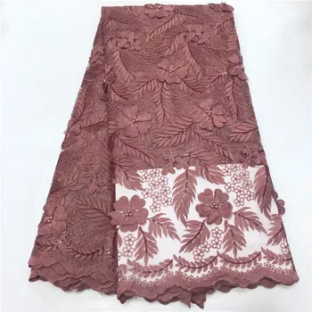 

Royal Blue 3D Flower beads Embroidery Lace, Nigerian sequins Pink Lace Fabrics, green African Lace Fabric 2020 With Flower white