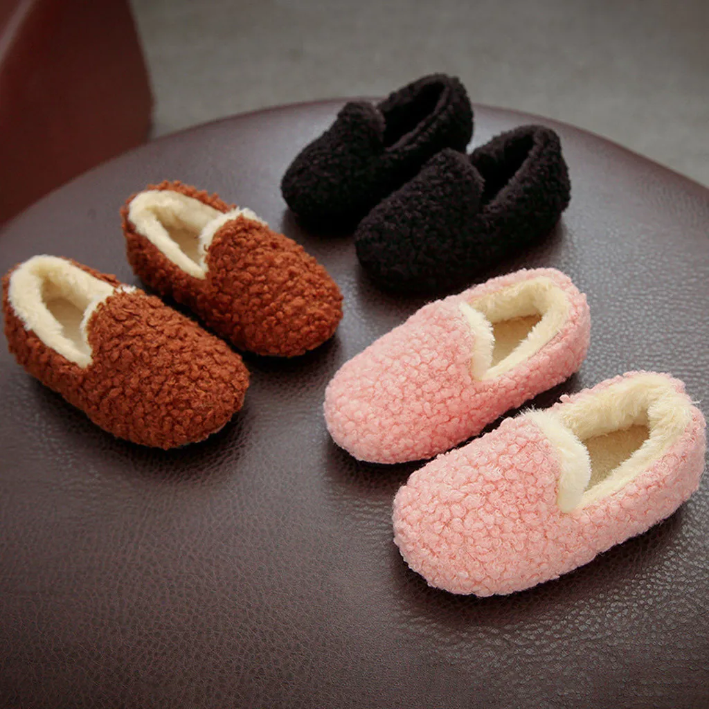 

Toddler Infant Kids Baby Girls Boys Fashion Casual Slip On Cotton Shoes Solid winter warm soft Cotton rubber shoes lovely