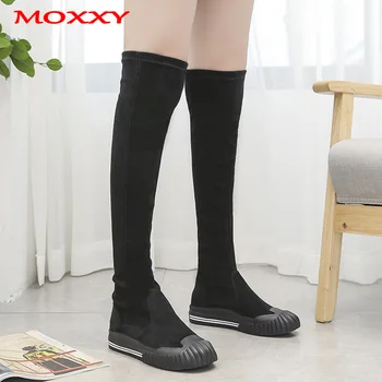 

2019 New Flat Heel Boots Women Shoes Black Khaki Sport Suede Over The Knee Boots Fall Long Thigh High Boots Fashion Shoes Woman