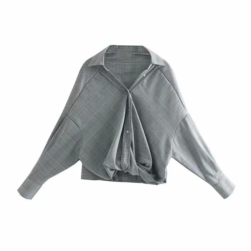 Blouses Woman 2019 Lapel Plaid Long Sleeves Shirt Women Blouse Women Modis Camisa Femenina Womens Tops and Blouses