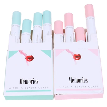 

Xixi Cigarette lipstick 4pcs blue pink makeup set beans red orange cherry soft cream long lasing waterproof matte lipstick AC189