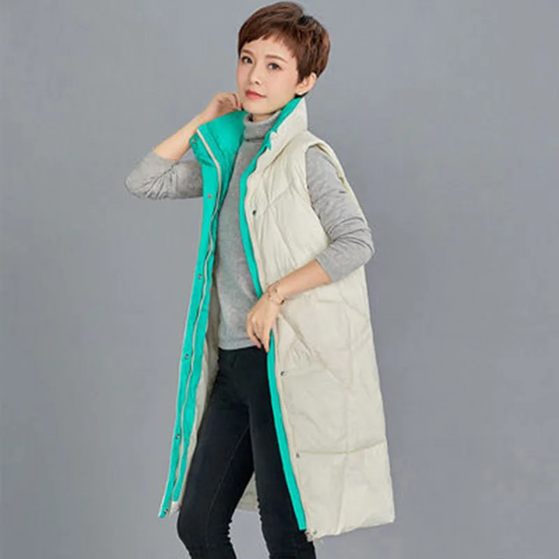 

Жилет женский осенне-зимний, хлопковый, средней длины, с воротником-стойкой