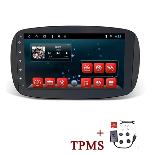 YAZH 9 дюймов ips экран gps для Mercedes Benz Smart Android 2 ГБ 32 ГБ мультимедиа навигация Авторадио - Цвет: with External TPMS