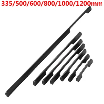 

3/1pcs Black Aluminim Furniture Handles Pulls Door Carbinet Decorative 335/500/600/800/1000/1200mm