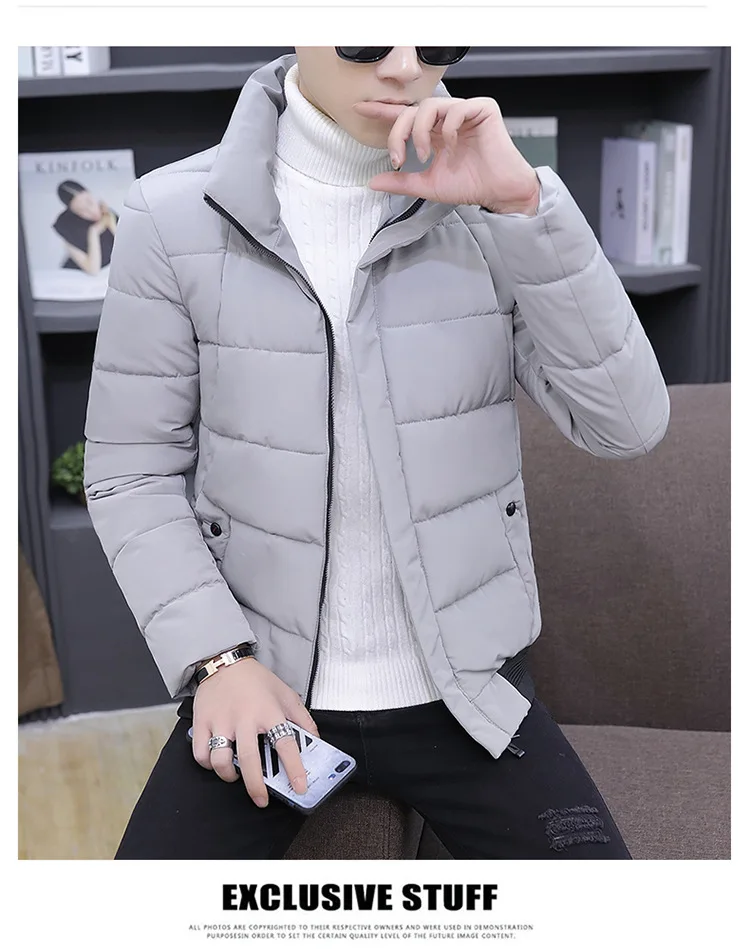 Зимняя хлопковая стеганая мужская одежда в Корейском стиле, приталенное зимнее мужское хлопковое Стеганое пальто Лидер продаж, пуховая кроватка
