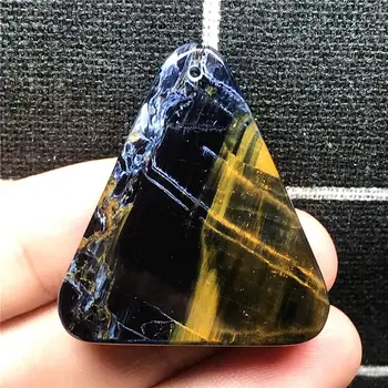 

Top Natural Triangle Pietersite Pendant For Woman Man Crystal 36x33x6mm Beads Blue Yellow Namibia Energy Stone Jewelry AAAAA