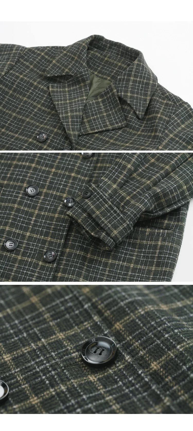 Vintage Plaids Clothes Loose Woollen Coat Women's New Checked Coat Baggy Silhouette Overcoat Tweeds Winter female Outerwear