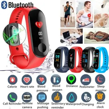

Smart Bracelet M3 Fitness Bracelet Blood Pressure Sports IPS Screen Oxygen Heart Rate MonitorIP67 Waterproof Smart Wristbands