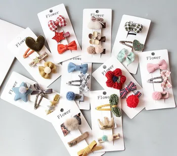 

DHL 200set 3pc/set Cute Girls Bowknot/Flower/Heart Cartoon Hair Pin Baby Lace Barrette Colorful Child Headwear Hair Accessories