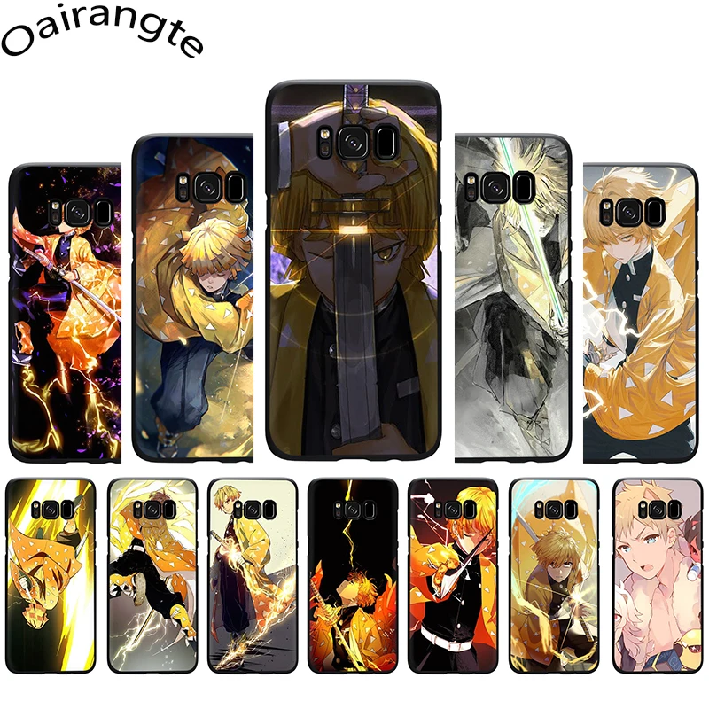 Силиконовый чехол Zenitsu Kimetsu no yaiba для телефона Samsung S6 S7 Edge S8 S9 S10 Plus S10e Note 8 9 10 M10 M20 M30