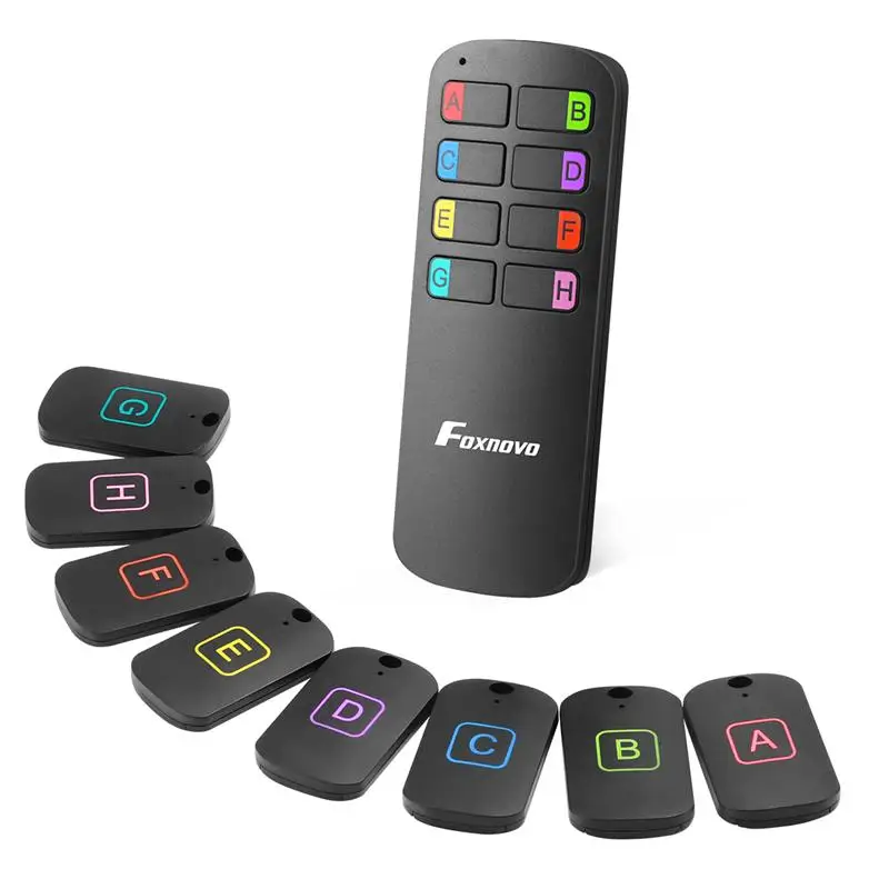 

FOXNOVO Pets Smart GPS Tracker Wireless Key Locator Pet Dog GPS Tracker Alarm Cell Phone Tracker Transmitter with 8 Receivers