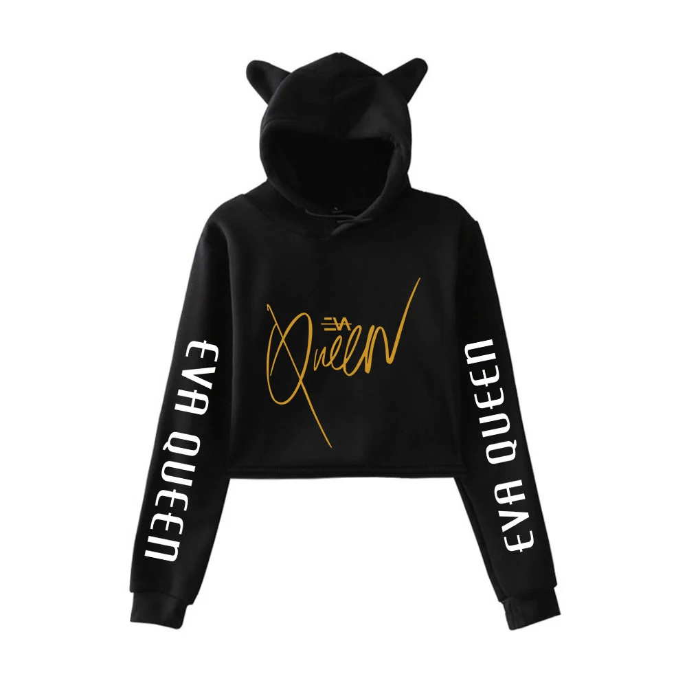 Sudaderas con capucha con orejas de gato para niña, tops de manga larga para mujer, tops cortos tipo sudadera, ropa para mujer
