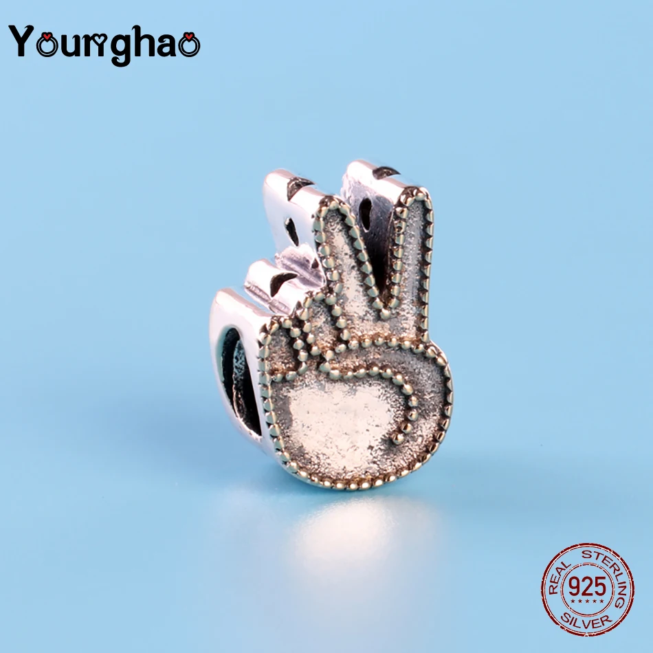 t-bd-2786-silver Younghao Настоящее 925 пробы Серебряное кольцо Сумочка поросенок Кролик Форма Pulsera милые животные Бусины Подходит Pandora браслет хорошее ювелирное изделие - Цвет: t-bd-2786-silver