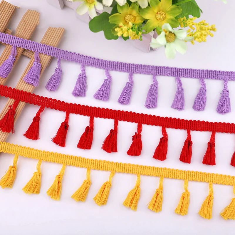 10Yards  Lace Ribbon Tassel Fringe Cotton Ethnic Lace Trim Ribbon Sewing  Dress Garment Curtain DIY Handmade Craft Accessories