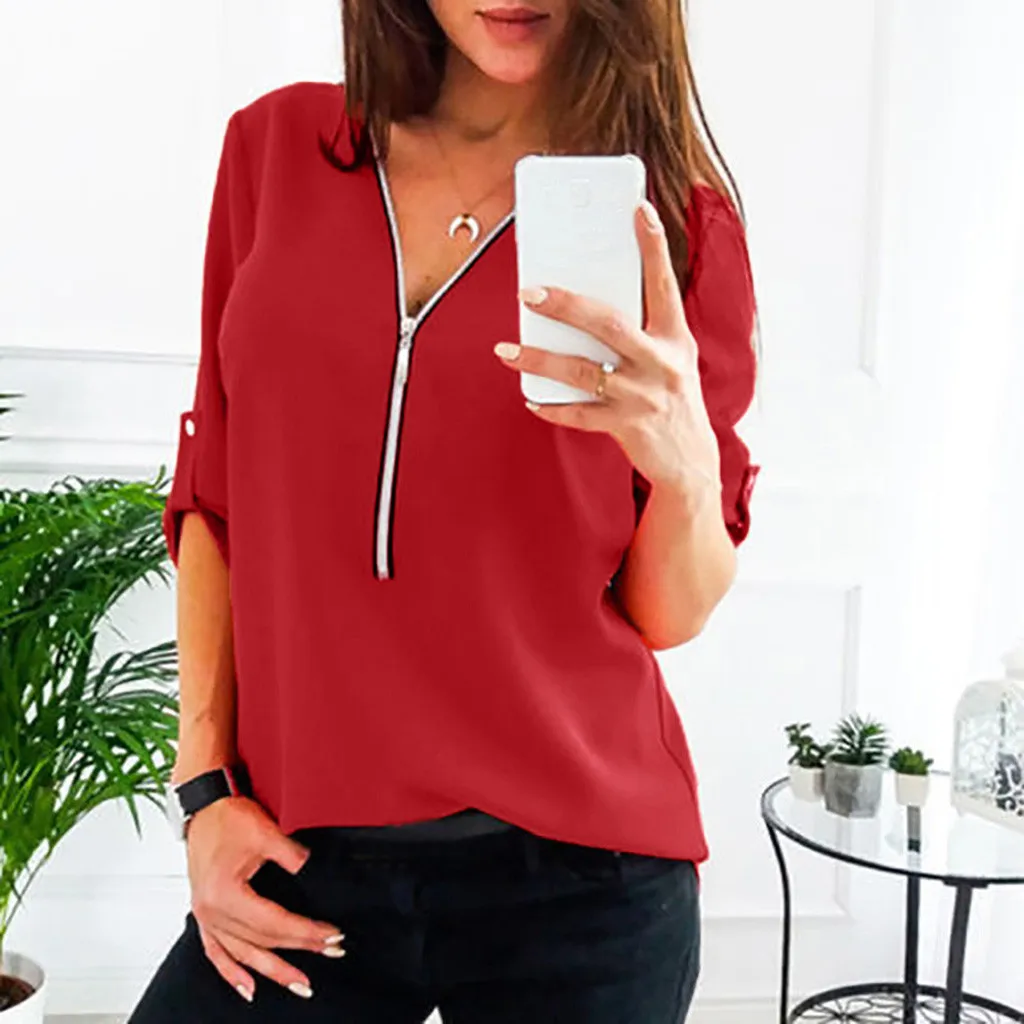 2021 V neck office ladies blouses shirts Long sleeve autumn winter female white tops Sexy party club slim women blouse 2