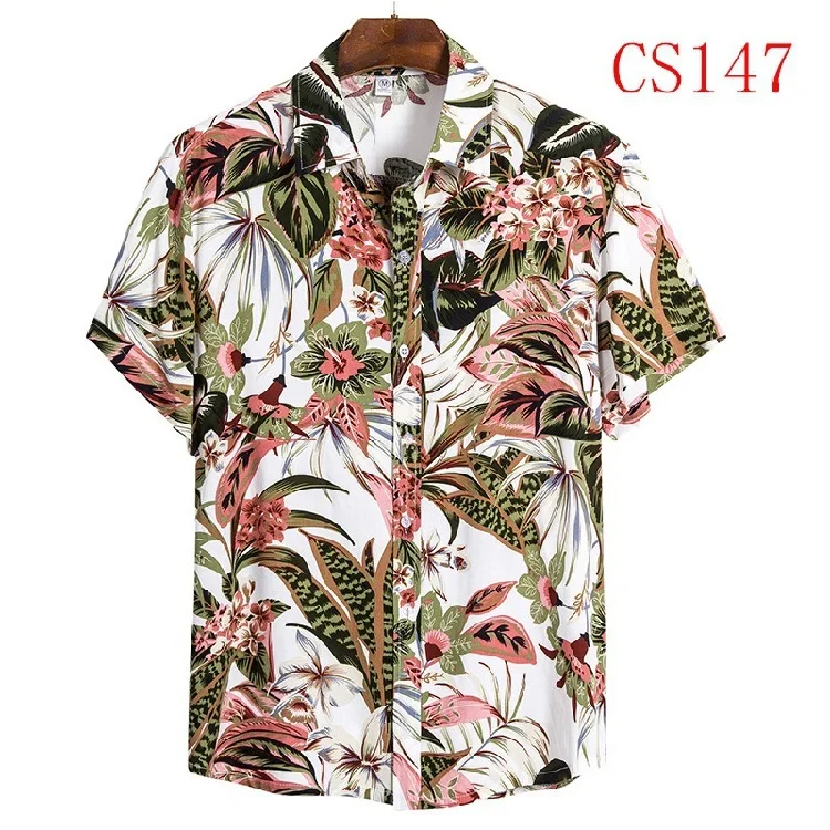 CS147 Пляжная туристическая Свободная рубашка Tropic Botany лист номер Печать на отдых досуг короткий рукав песчаный пляж рубашка - Цвет: CS147