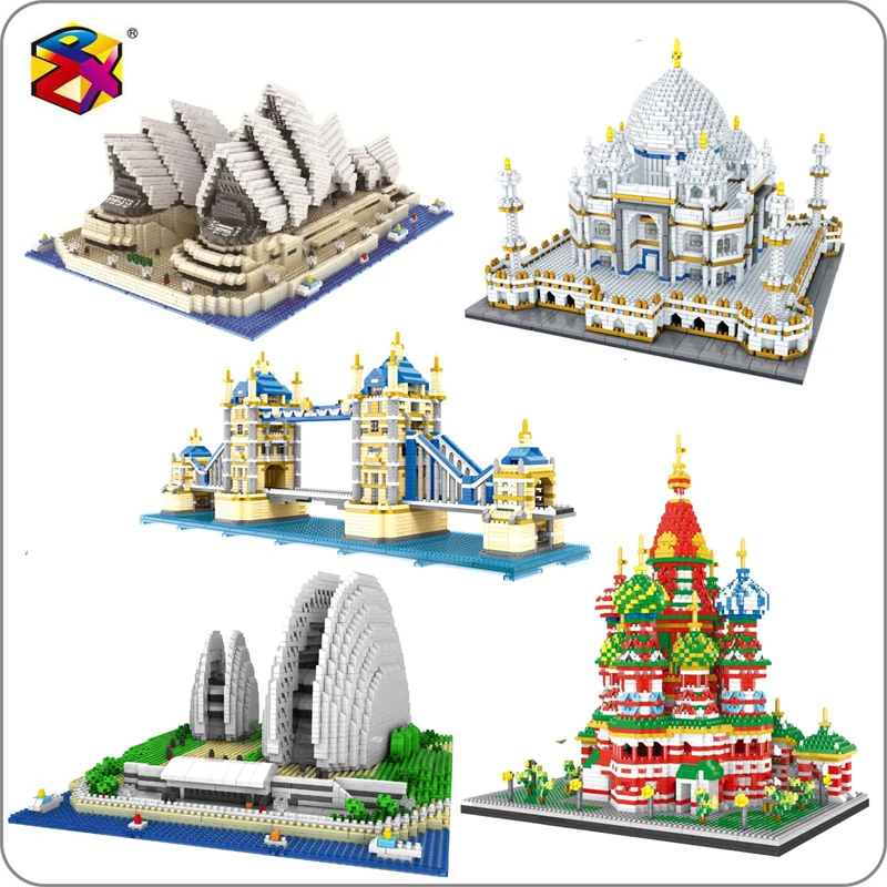 

Architecture Sydney Opera House Taj Mahal Palace Tower Bridge Saint Basil's Cathedral Mini Blocks Diamond Building Toy no Box