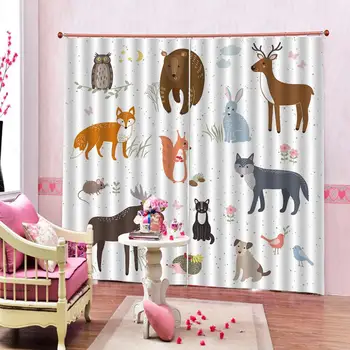 

cartoon animal curtains 3D Window Curtains Living Room bedroom Cortinas Drapes