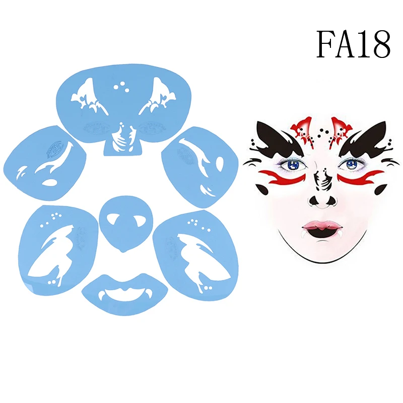 2styles Soft Reusable Face Paint Stencil Tiger Butterfly Pattern Facial DIY Painting Drawing Tattoo Template Mold Party Xmas