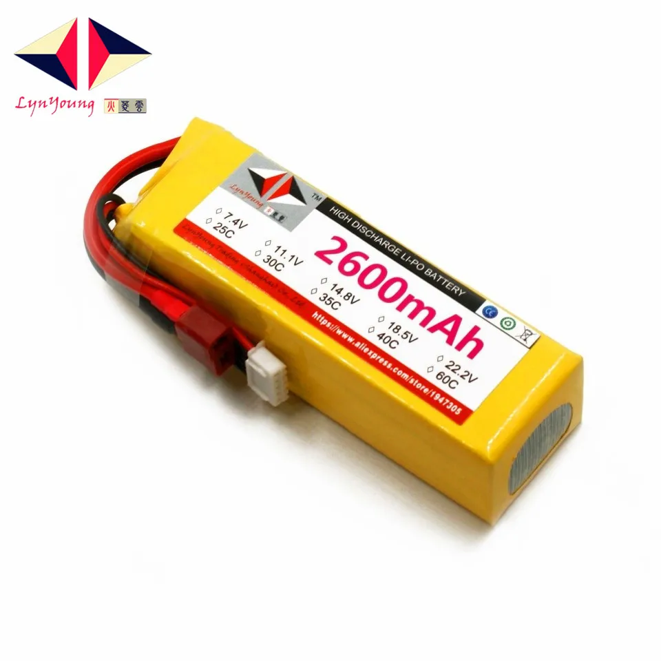 Аккумулятор 14 8 в 2600 мАч 25C 30C 35C 40C 60C 4S Lipo для радиоуправляемой лодки автомобиля
