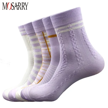 

[3 Pairs] Autumn Fashion Women Socks Cotton Purple Style Long Socks Streetwear Fashion High Quality Spring Female Crew Socks