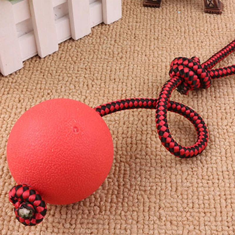 Indestructible Dog Ball on a Rope Pet Puppy Tug Balls Toys Pet Chew Toys Dog Training Toy Solid Rubber Balls