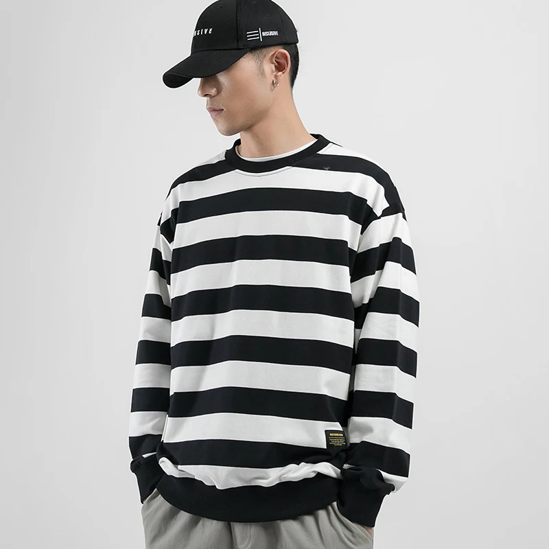 2019 New Autumn O-Neck Color Patchwork Striped Print Men's Pullovers Sweater Casual Fashion Full Sleeve Kintted Sweaters