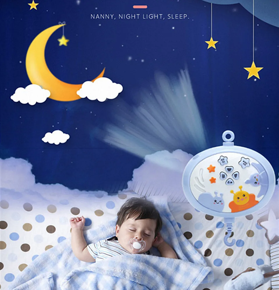 Детские погремушки в кроватку мобили игрушка для 0-12 месяцев музыкальная кровать колокольчик проекция подвеска-прорезыватель малыш раннее образование сенсорные игрушки