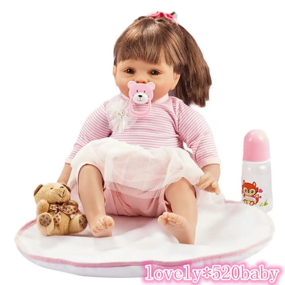 Кукла Reborn baby girl, виниловая, Реалистичная, для новорожденных, 22 дюйма, ручная работа, живой, длинные волосы, Bebe A Girl, игрушки для детей, игрушки для детей