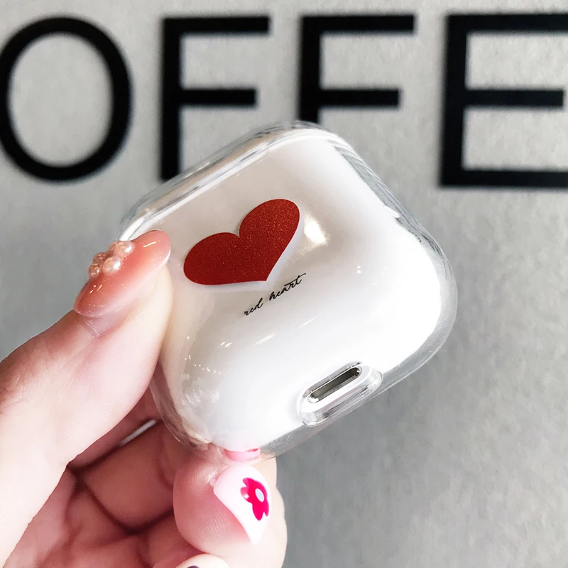 Модный прозрачный жесткий чехол love для AirPods милый Bluetooth гарнитуры защитный Airpod