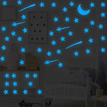 

103Pcs/Lot Stars Meteor Moon Luminous Wall Sticker For Kids Room Glow In The Dark 3D Stickers Living Room Bedroom Decoration