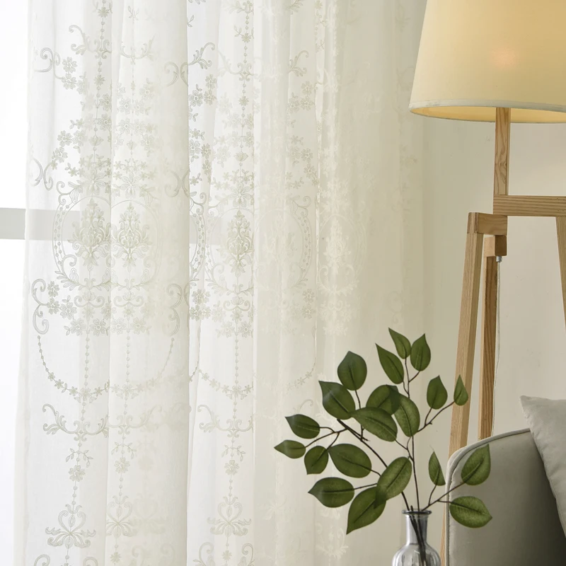 MAKEHOME вышитые белые прозрачные тюлевые шторы для гостиной европейские вуали тюлевые шторы для спальни кружевные оконные шторы