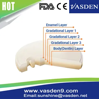 

VASDEN A2 color CE/ISO multilayer zirconia dental blocks /zirconia blanks/disks for CAD CAM Open system
