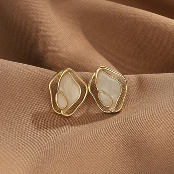 

Korean Temperament Minimalistic Geometric irregular Shell Stud Earrings For Women Personality Wild Ins Elegant Female