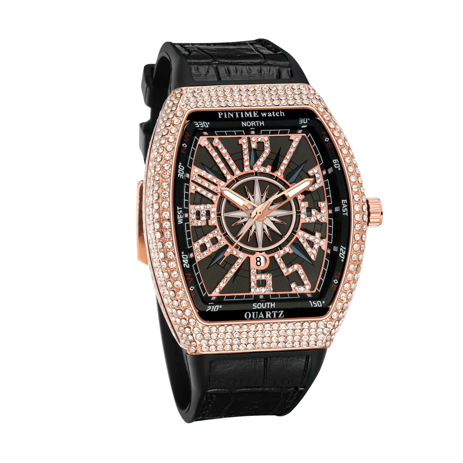 Diamond Gold Black Hip Hop Mens Watches Top Brand Luxury Designer Man Wrist Watch