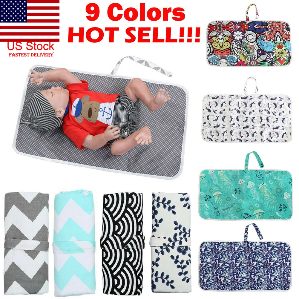 NEW Baby Waterproof Changing Pads Portable Folding Diaper Travel Changing Pad Waterproof Mat Bag Storage