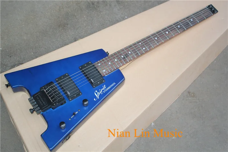 

6-String Electric Guitar,24 Frets with Rosewood Fingerboard,No Headstock,Blue Color Body,Maple Neck and can eb Customized
