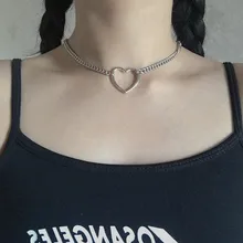 Новинка, металлическое колье в форме сердца для женщин, простое сексуальное выдолбленное ювелирное изделие, ожерелья