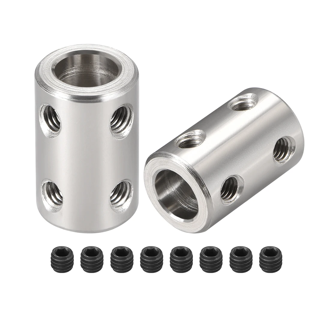 

uxcell Shaft Coupling 8mm to 8mm Bore L22xD14 Robot Motor Wheel Rigid Coupler Connector Silver Tone 2 Pcs