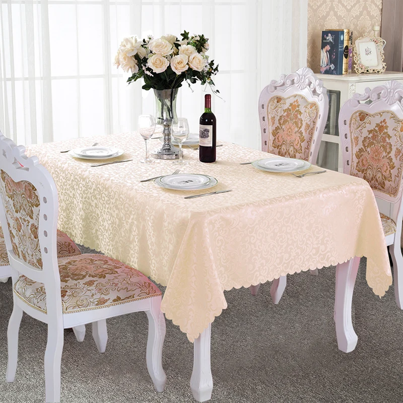  Luxury Dining Table Protective Cover Eco-Friendly Rectangle Jacquard Tablecloth Fabric For Wedding 