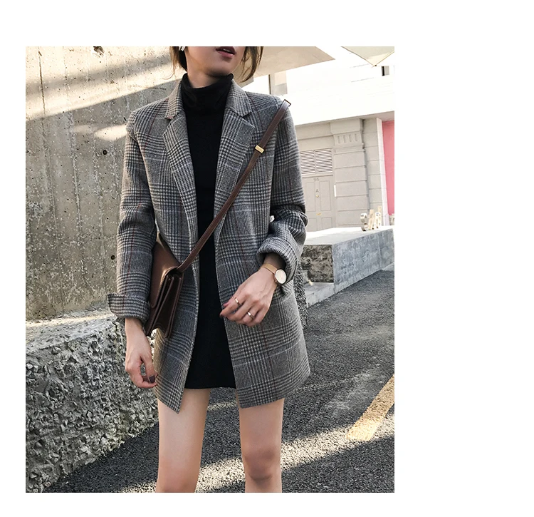 price cut  SMTHMA New Autumn And Winter Luxury Wool Jacket for Women Vintage Plaid Loose Suit Coat chaquetas m