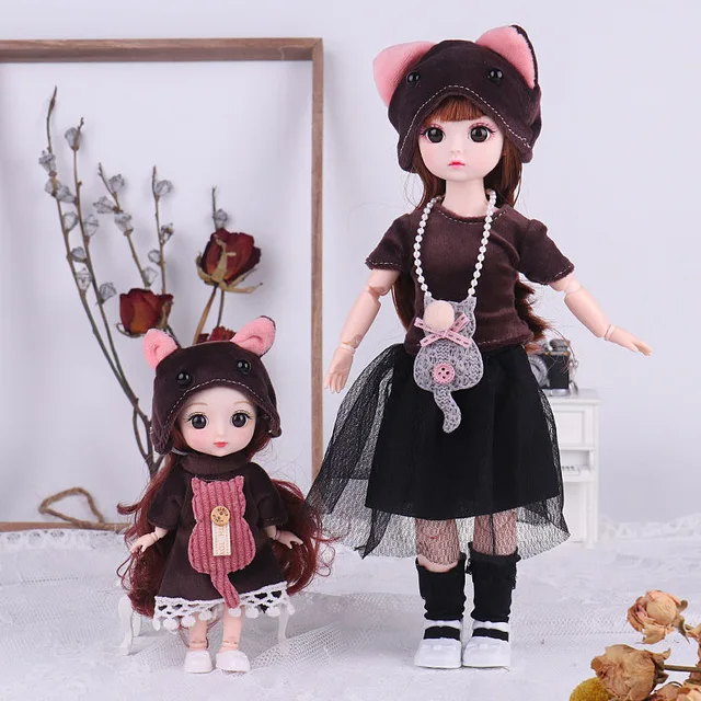 1/6 12Inch BJD Doll +6 Inch Joints Dolls For Gilrs Gift Pretty Parent-child Combination BJD With Clothes Full Set Birthday Toys 5