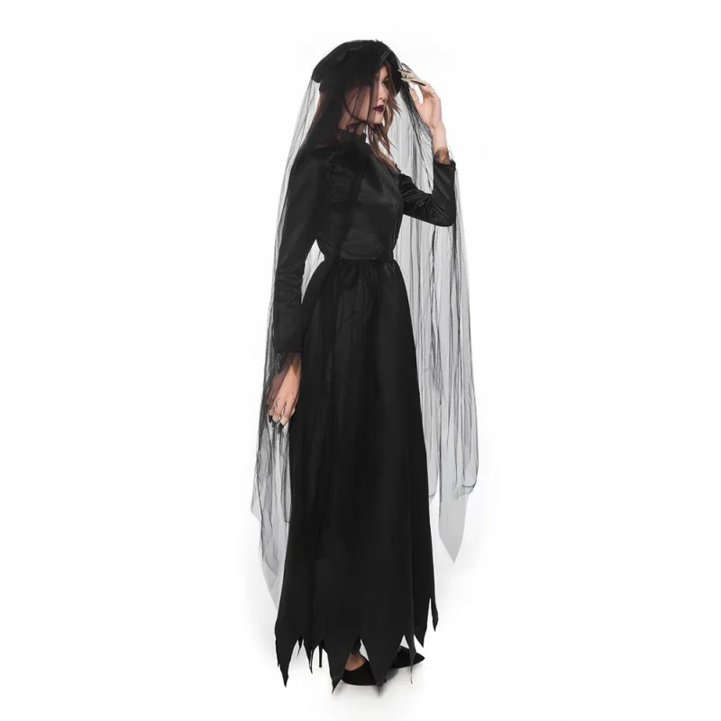 Halloween Costume Ghost Bride Devil Vampire Witch Party Party Stage Performance Wear Black XL