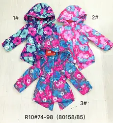 E c by a/80158 г. Весенняя тонкая хлопковая куртка средней длины с большим цветком и капюшоном для девочек, 3 цвета, 74-98 см