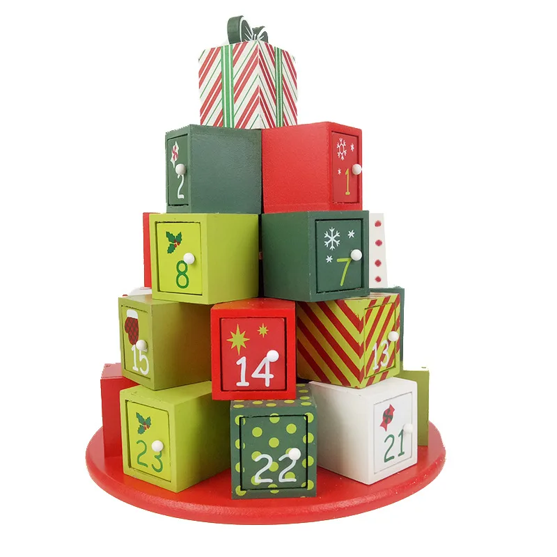 

Christmas Gift Box gift package Wooden House Gift pile Countdown Calendar box case Christmas Storage box Party Casket Decoration