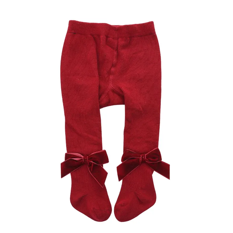 A Red Pudcoco/Детские колготки для девочек, теплые колготки, хлопковые плотные Гольфы с бантиком и кроликом, милый новорожденный младенец, чулки, эластичные колготки, 1-36 месяцев - Цвет: A Red