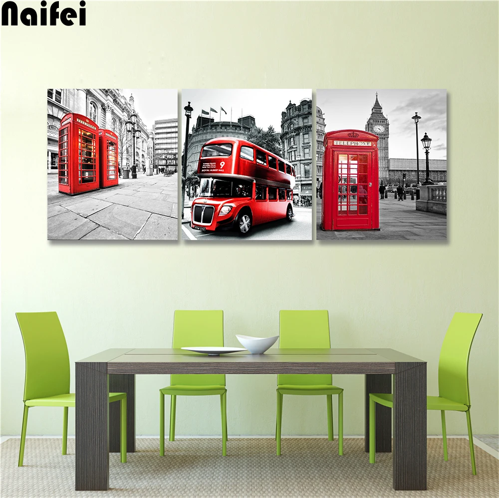3 pieces Diamond painting Big Ben London telephone booth diamond embroidery for living room wall art craft pictures cafe | Дом и сад