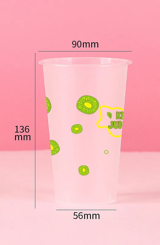 cup4 50 шт. 90 калибра одноразовые, для молока чашки чая Матовые прозрачные чашки 500 мл сок упаковка чашки толстый пластиковый стаканчик с крышкой для кубиков льда - Цвет: cup4