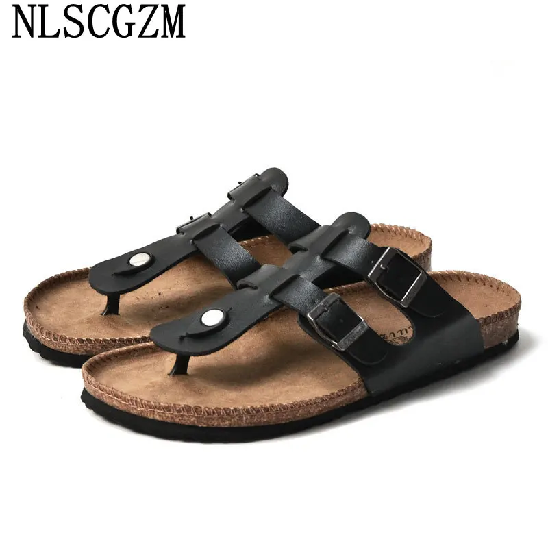 

Leather Slippers for Men 2024 Unisex Summer Shoes Double Monk Strap Massage Slippers Men Footwear Slippers Man Slides Shoes Man